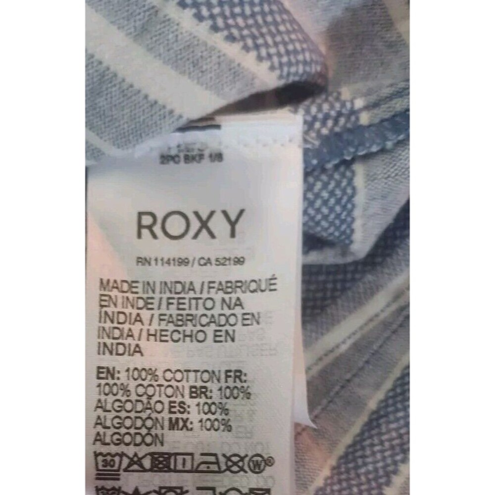 ! Roxy Paradise Calling Woven Poncho Hoodie - Blue Stripes - Women's Size M - Picture 6 of 9